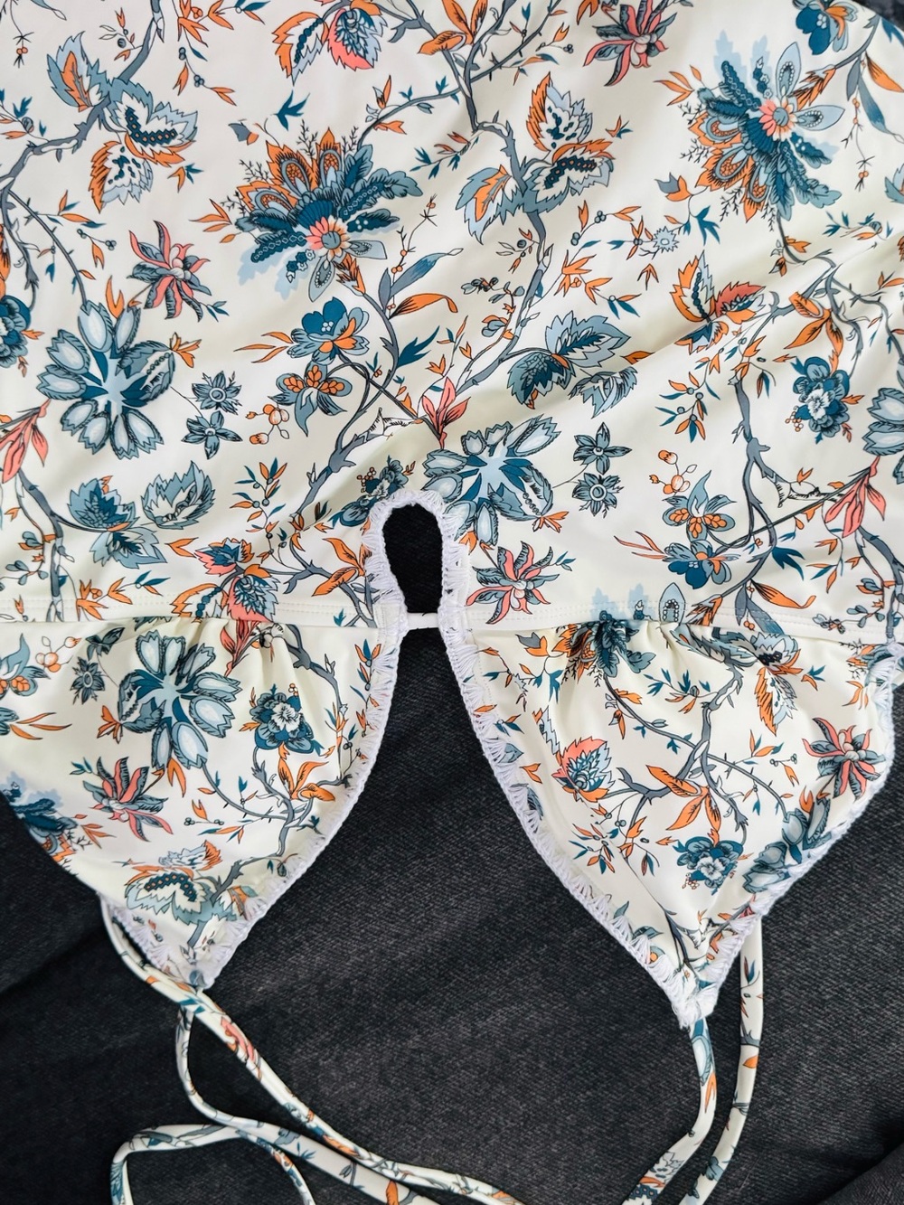 Cupshe Cream Floral One-Piece Swimsuit with Blue & Orange Accents